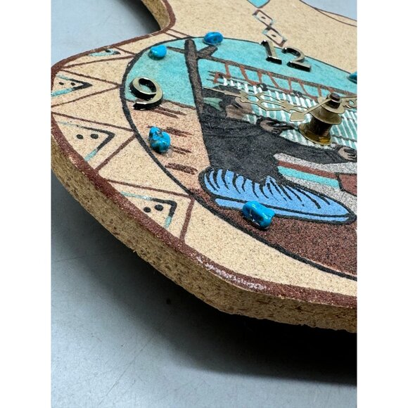 Handcrafted Southwestern Sand Art Wall Clock brown rug maker not tested 12" READ - Picture 5 of 12